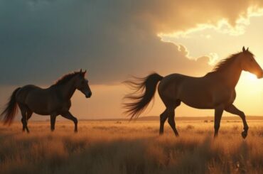 two horses are walking